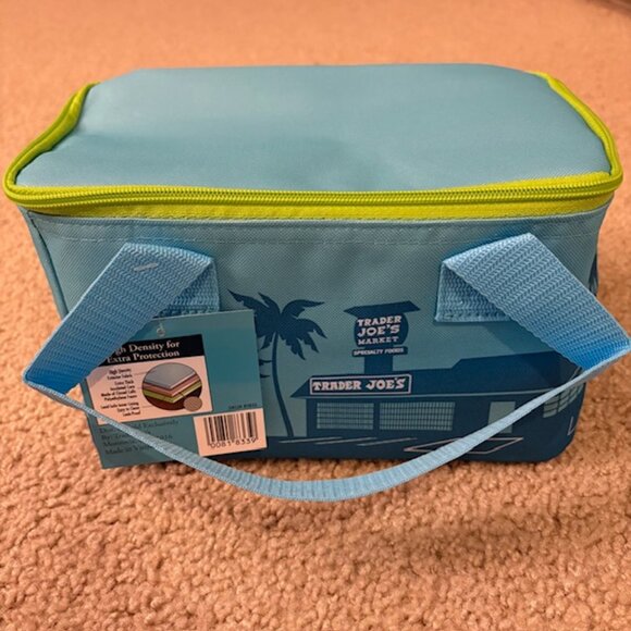 Trader Joe's Mini Insulated Tote Set of 2 Lunch Bags New Season Peach And Blue - Picture 3 of 9